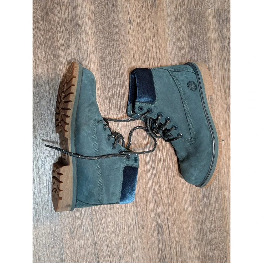 Timberland Boys Ankle Boots Blue Velvet Collar Youth US 5
